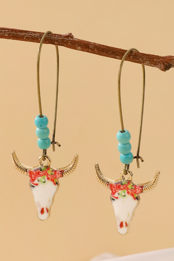 Statement Ladies Western Bull Head Earrings
