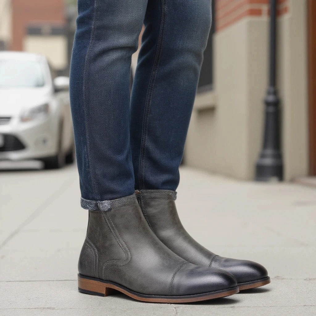 Chelsea Boots with Cap-Toe Detail