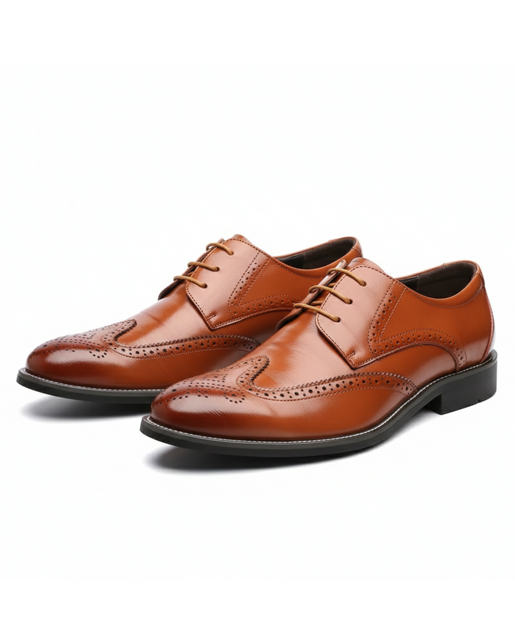 Cowhide Leather Oxford Shoes with Brogue Detailing
