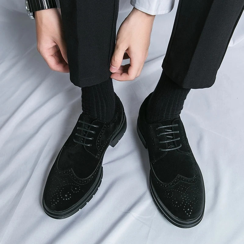 Suede Brogue Shoes with Cushioned Insole