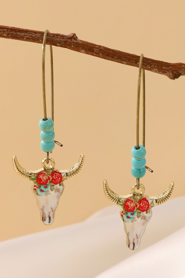 Statement Ladies Western Bull Head Earrings