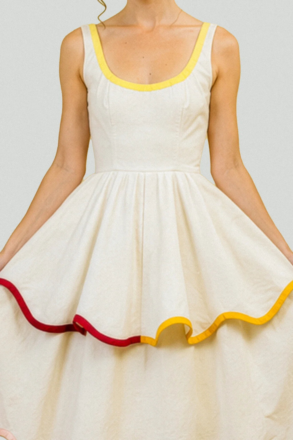 U-Neck Tiered Cake Midi-Length Dress