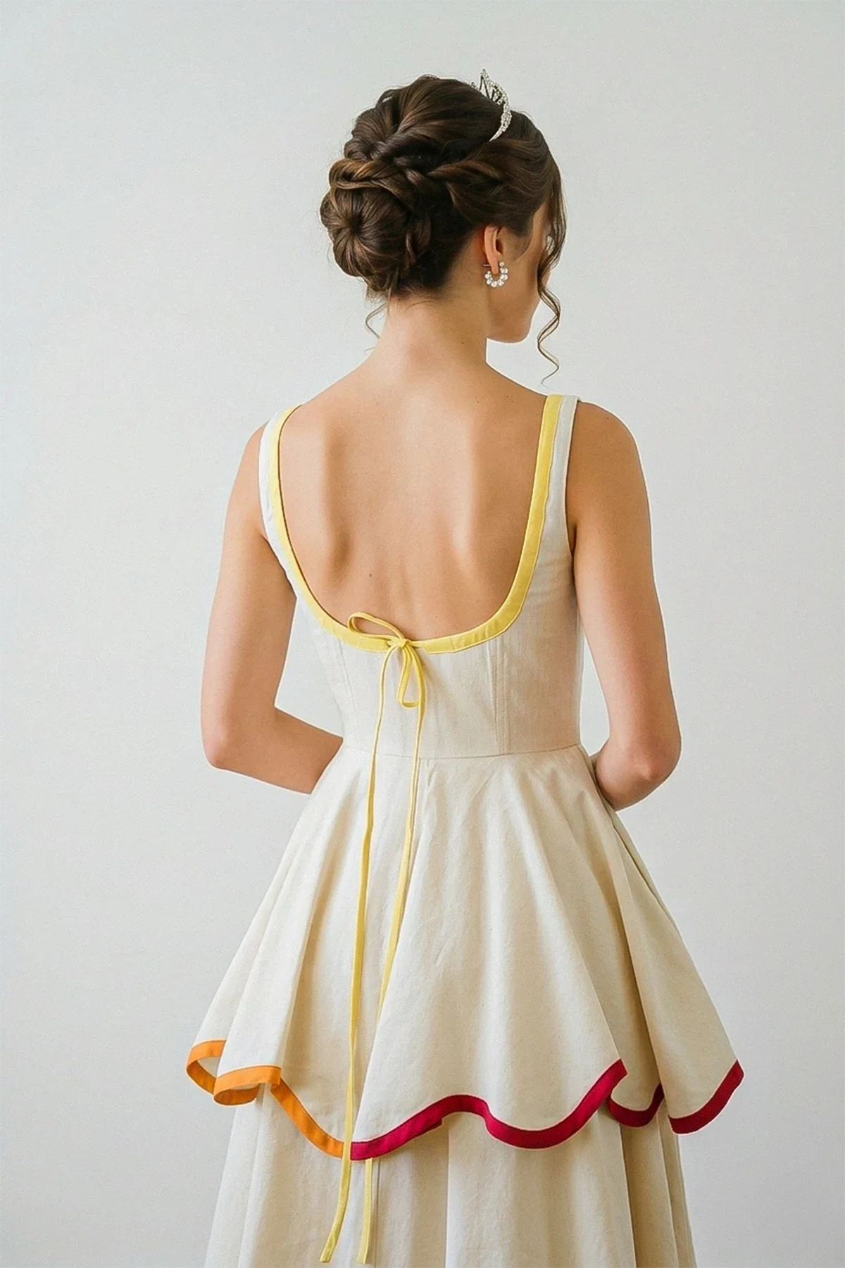 U-Neck Tiered Cake Midi-Length Dress