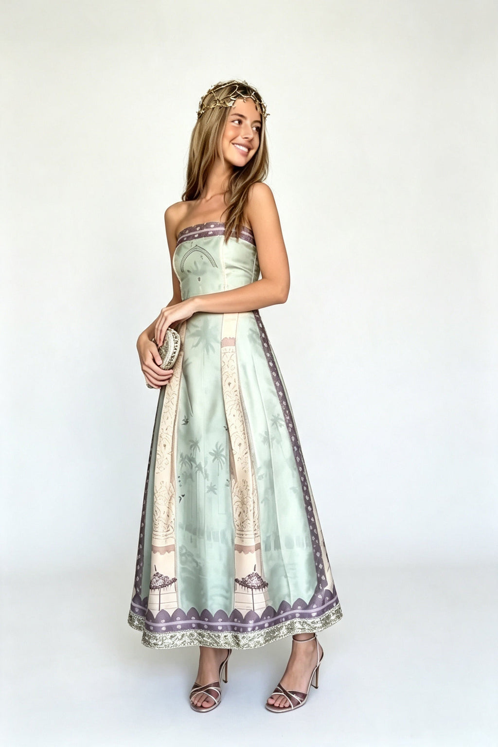 Retro Architecture Maxi-Length Dress