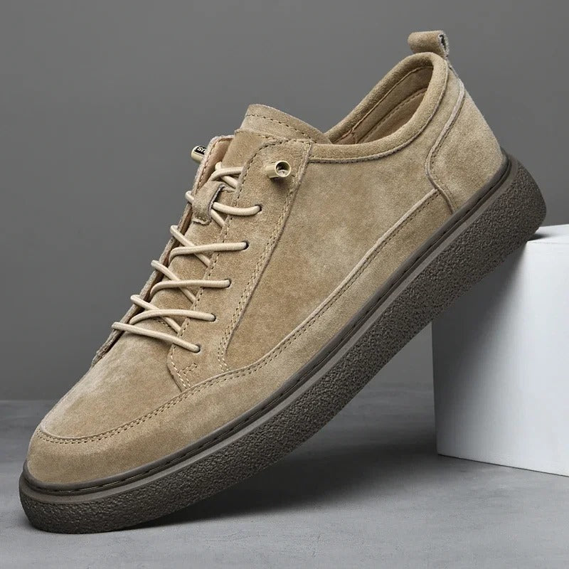 Cowhide Leather Sneakers with Cushioned Insole