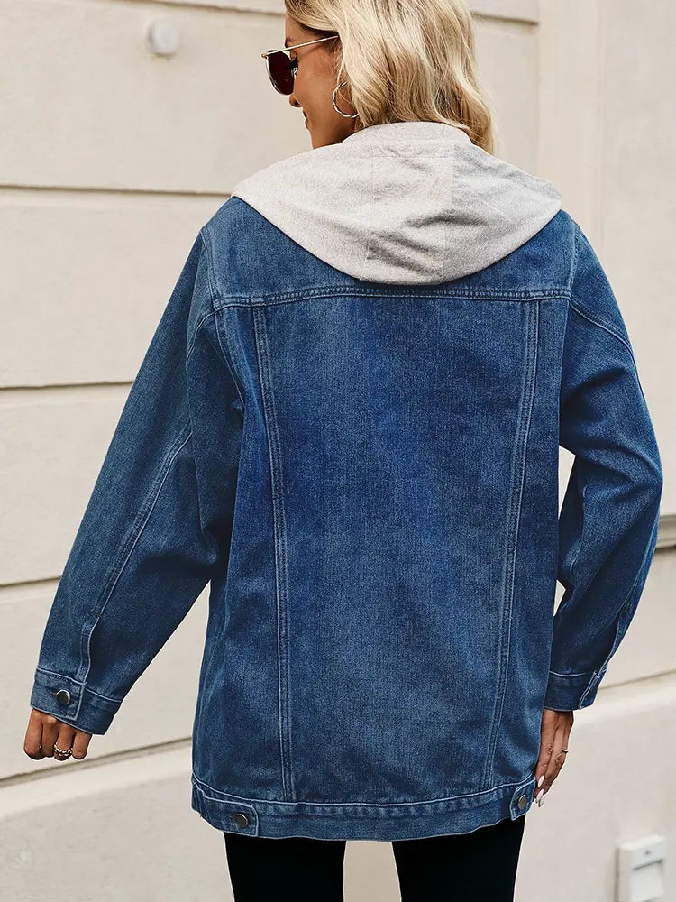 Denim Jacket with Button Closure, Pockets and Relaxed Fit