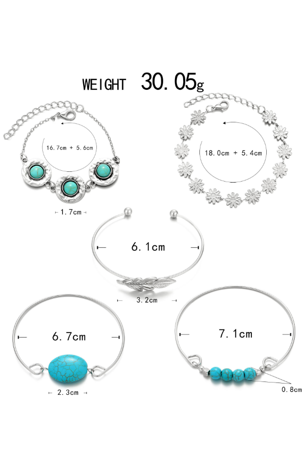 Women's Western Retro Turquoise Personalized Multi-element Beaded Jewelry Set