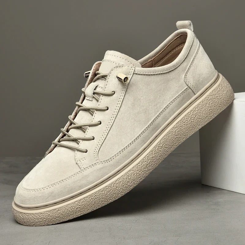 Cowhide Leather Sneakers with Cushioned Insole