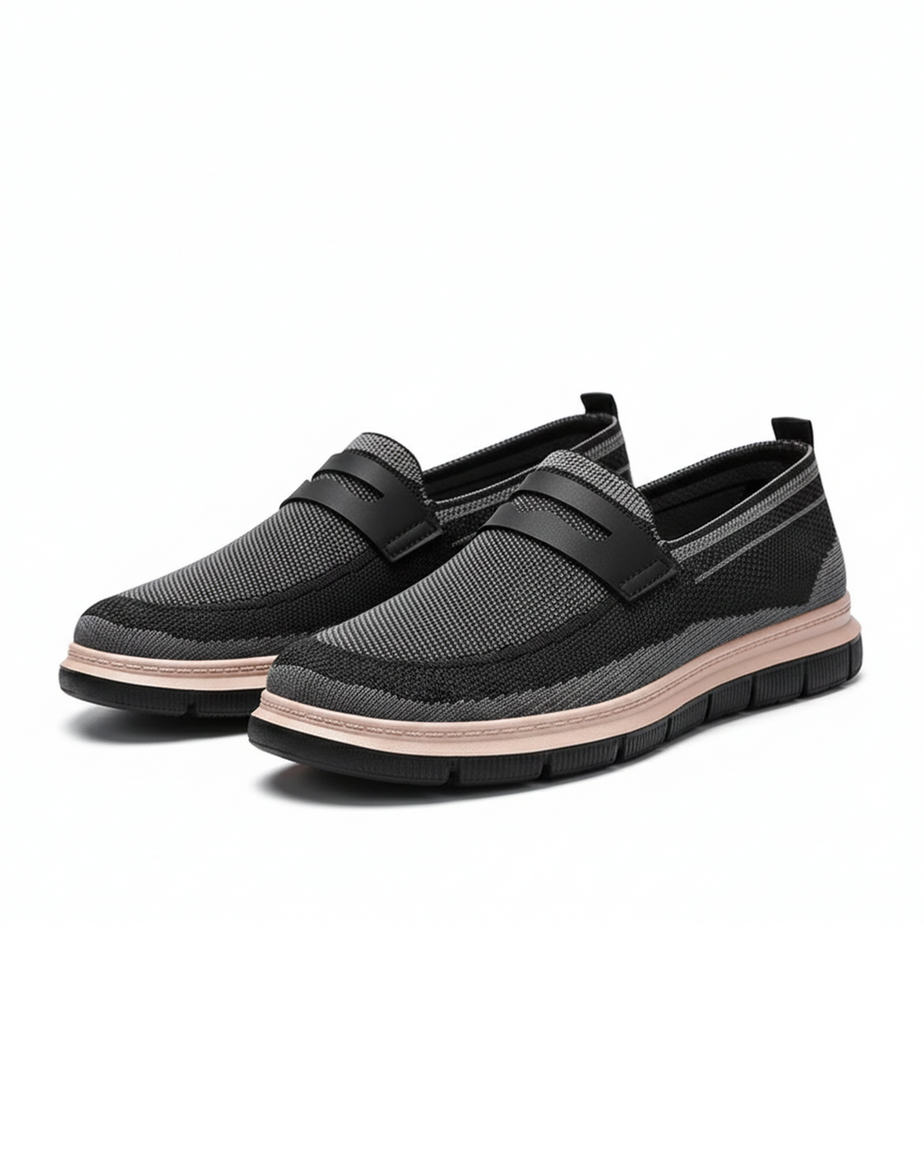 Knit Loafers with Woven Detail