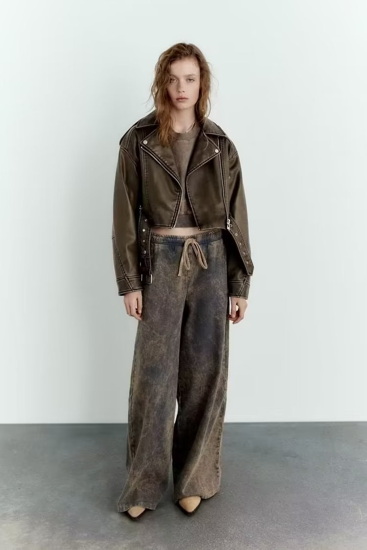 Washable Leather Jacket with Color Gradient