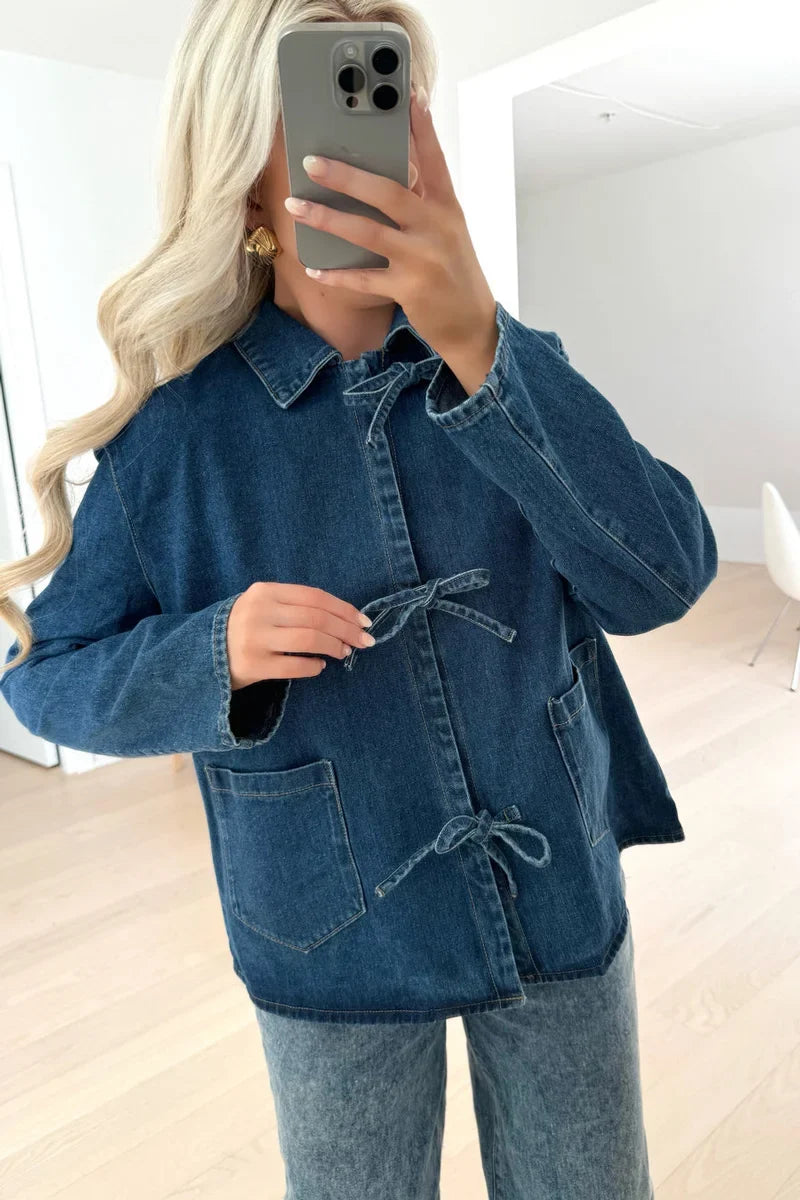 Modern Tie Dark Blue Denim Jacket