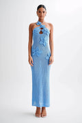 Beverly Flower Applique Crochet Maxi-Length Dress