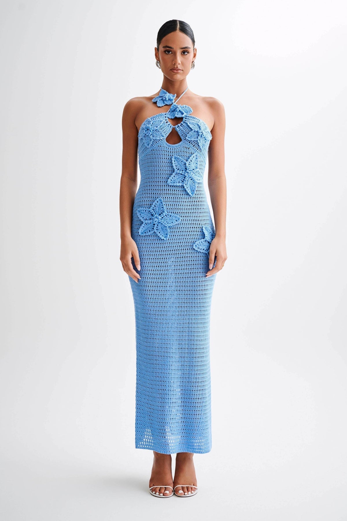 Beverly Flower Applique Crochet Maxi-Length Dress