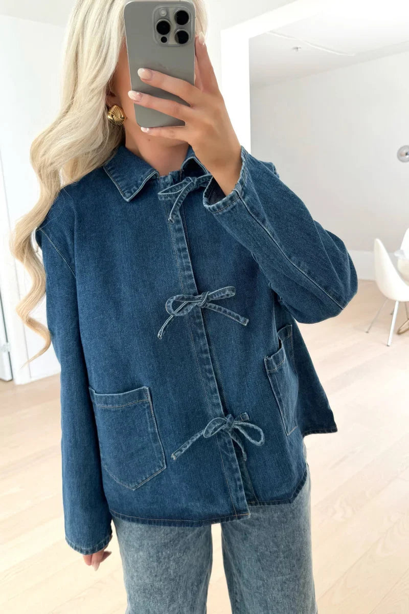 Modern Tie Dark Blue Denim Jacket
