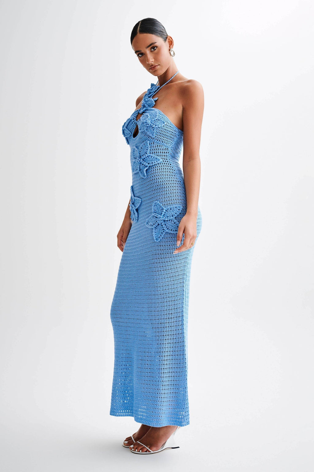 Beverly Flower Applique Crochet Maxi-Length Dress