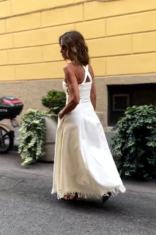 Boho Fringed White Maxi-Length Dress with Pockets