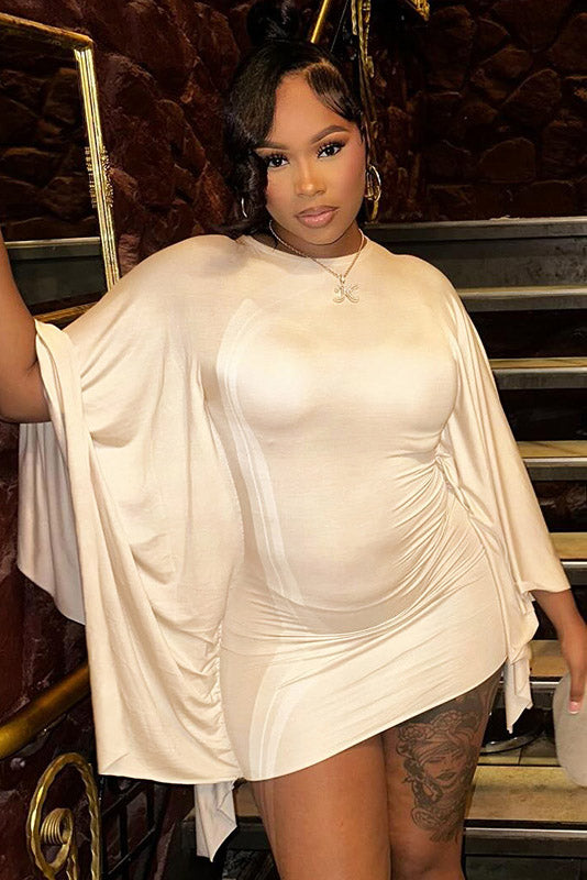 Curvy-Friendly Cape Sleeve Mini-Length Dress