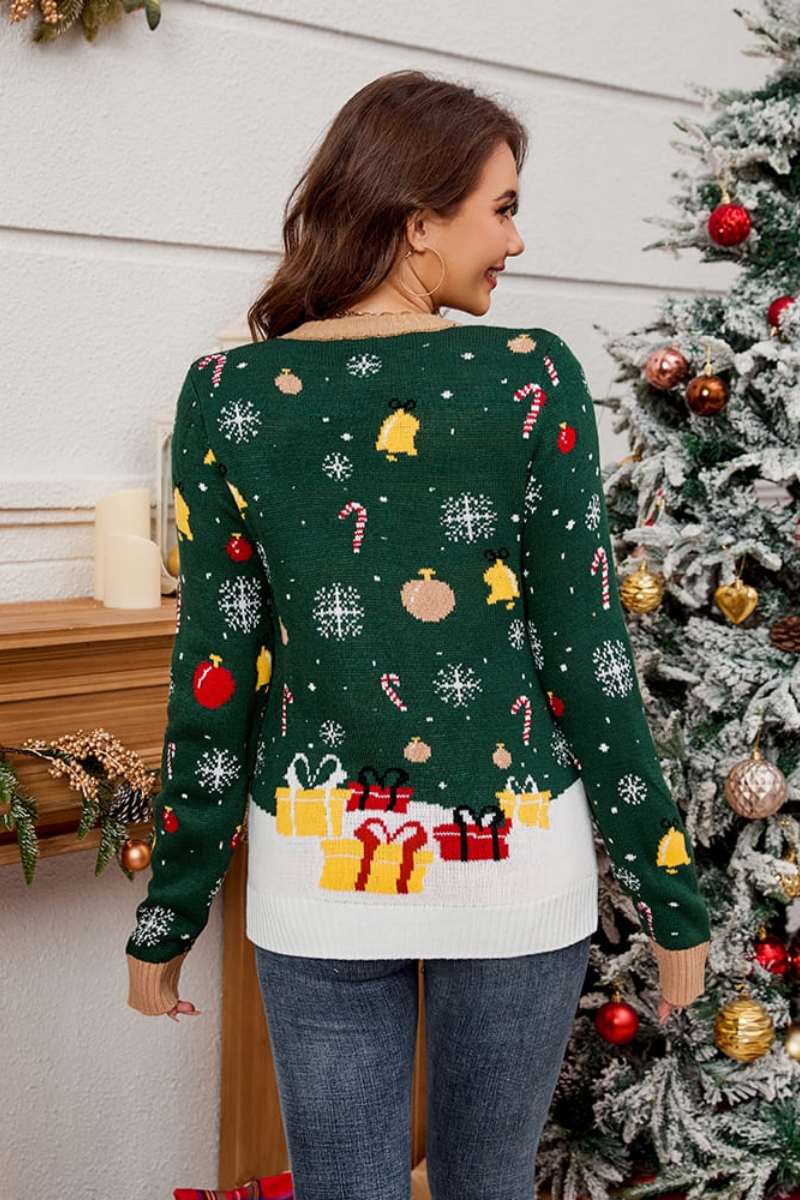 Santa Claus Crew Neck Pullover Knit Sweater