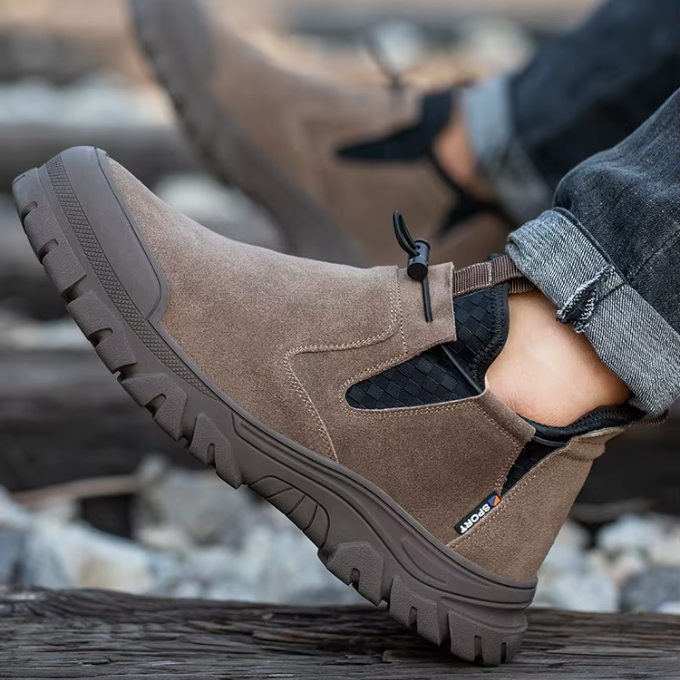 Suede Sneakers with Slip-Resistant Tread