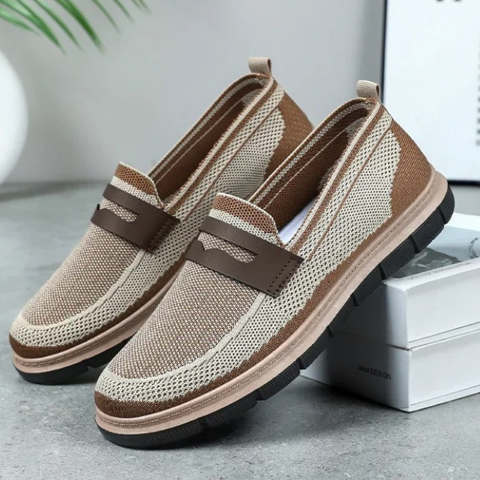 Knit Loafers with Woven Detail