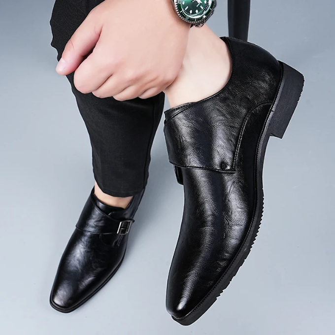 Refined Full-Grain Leather Monk Strap Shoes