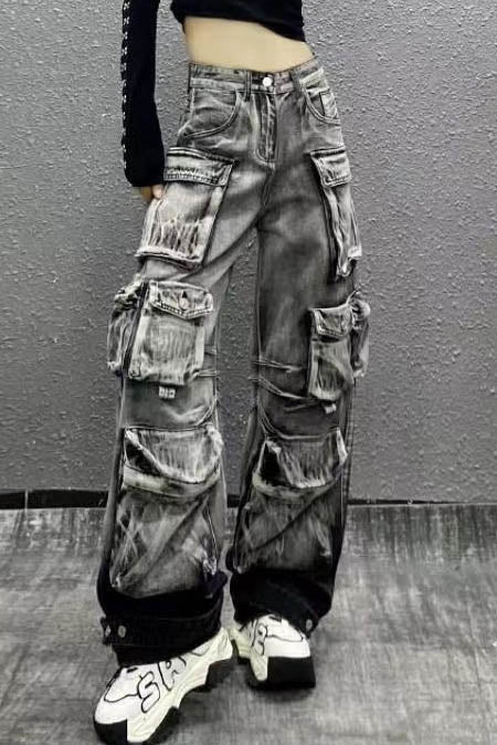 Modern Gradient Cargo Paratrooper Jeans