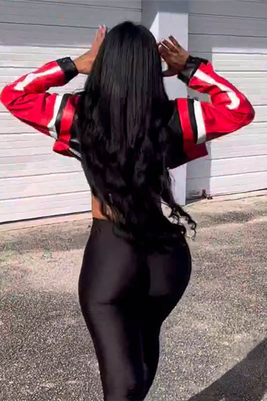 Modern Embroidered Biker Faux Leather Jacket