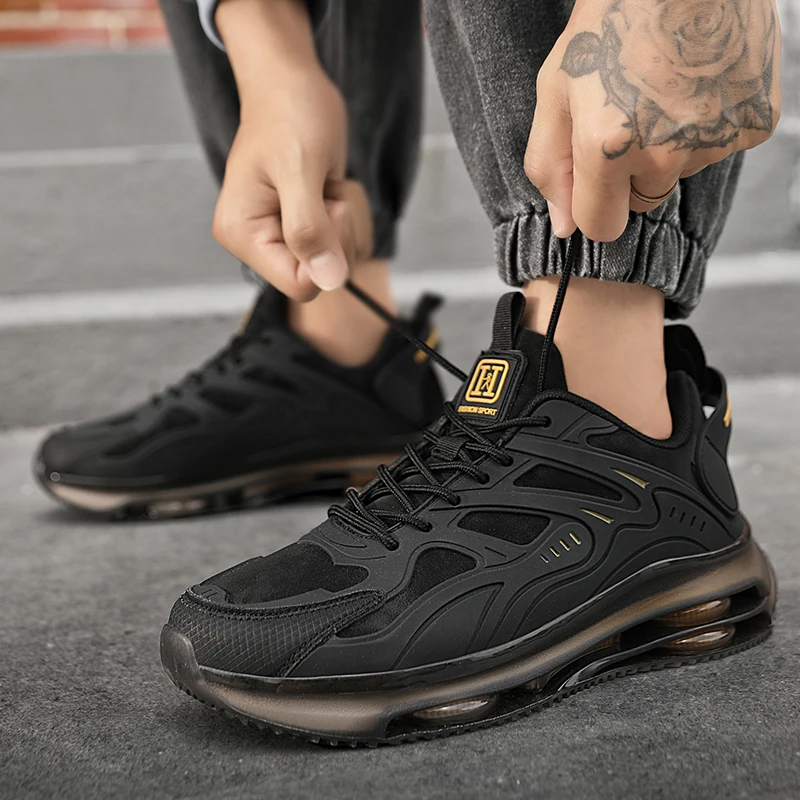 Performance Leather Sneakers with Air-Cushioned Heel