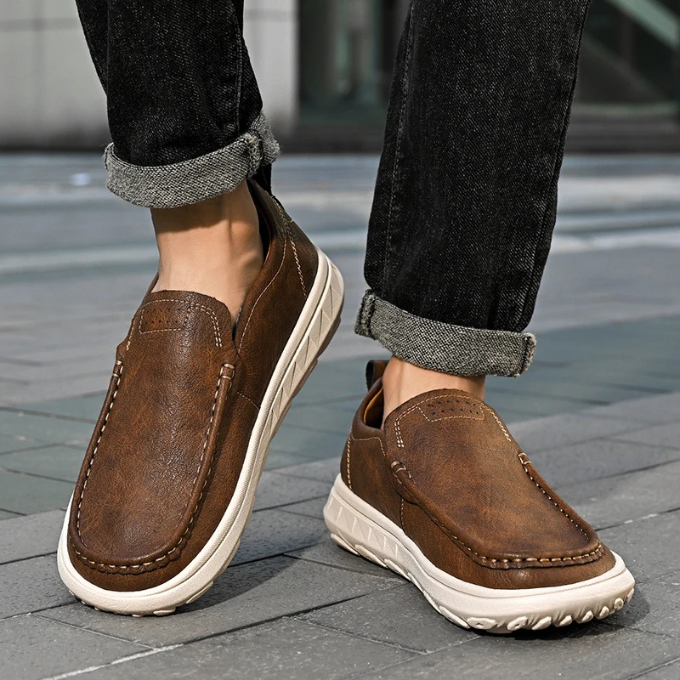 Leather Loafers with Rubber Sole