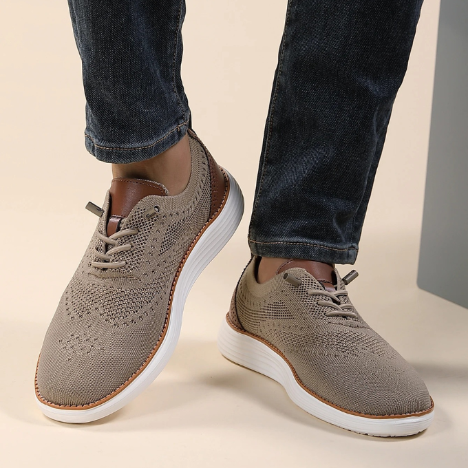 Knit Brogue Shoes with Breathable Upper
