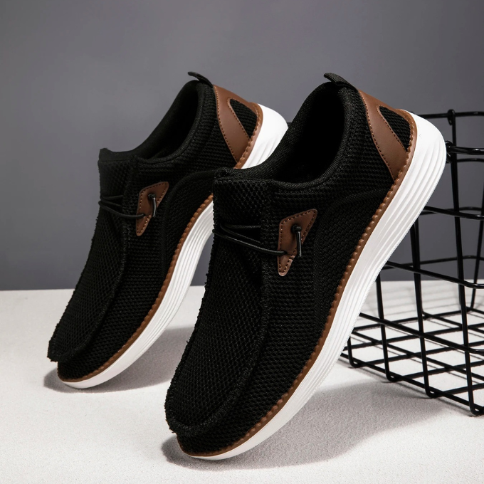 Mesh Loafers with Woven Detail