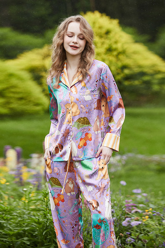 Coordinated Guinea Pig and Fish Long Pajama Set