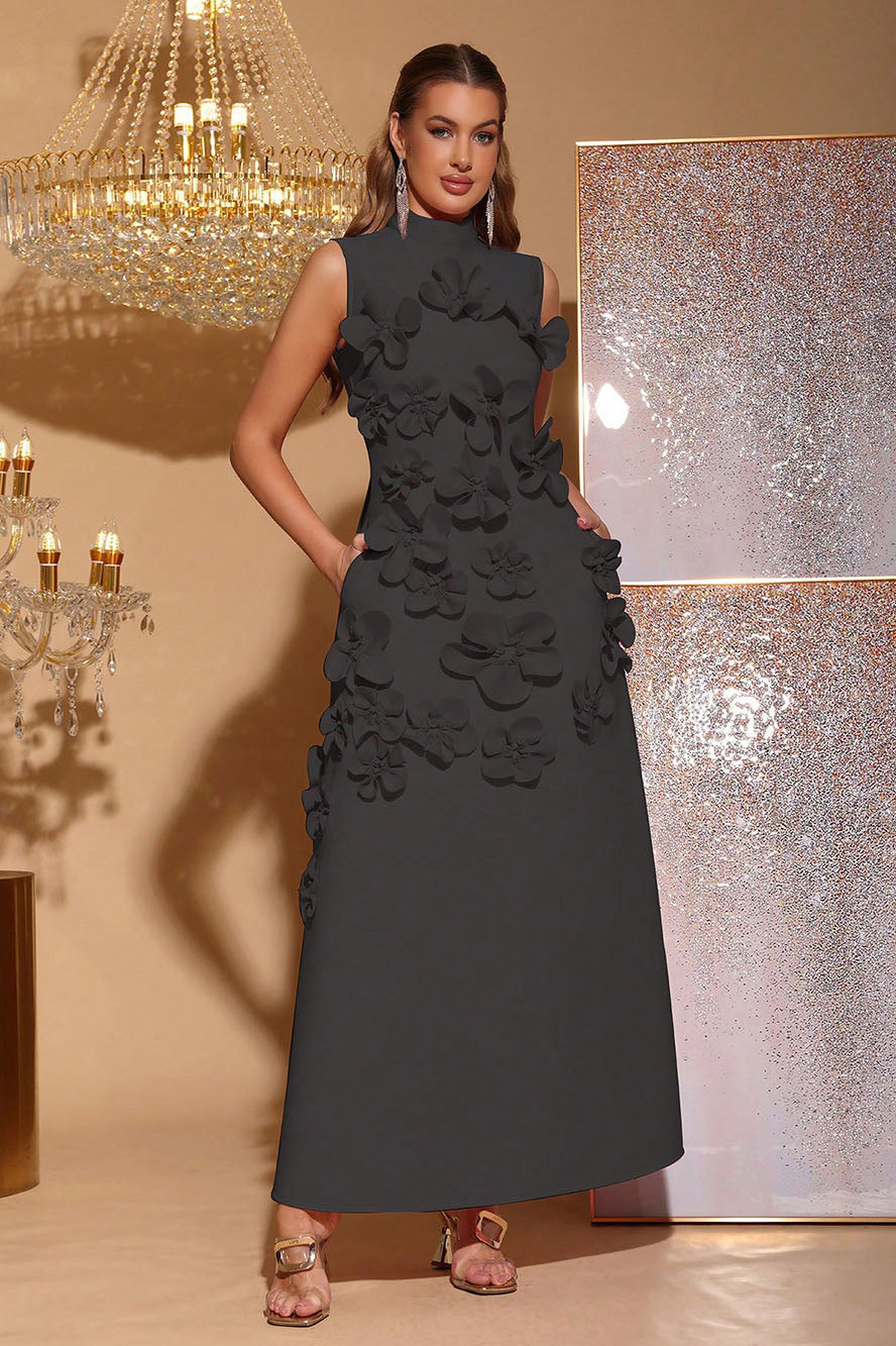 Ethel Flower Embellished Sleeveless Maxi-Length Dress