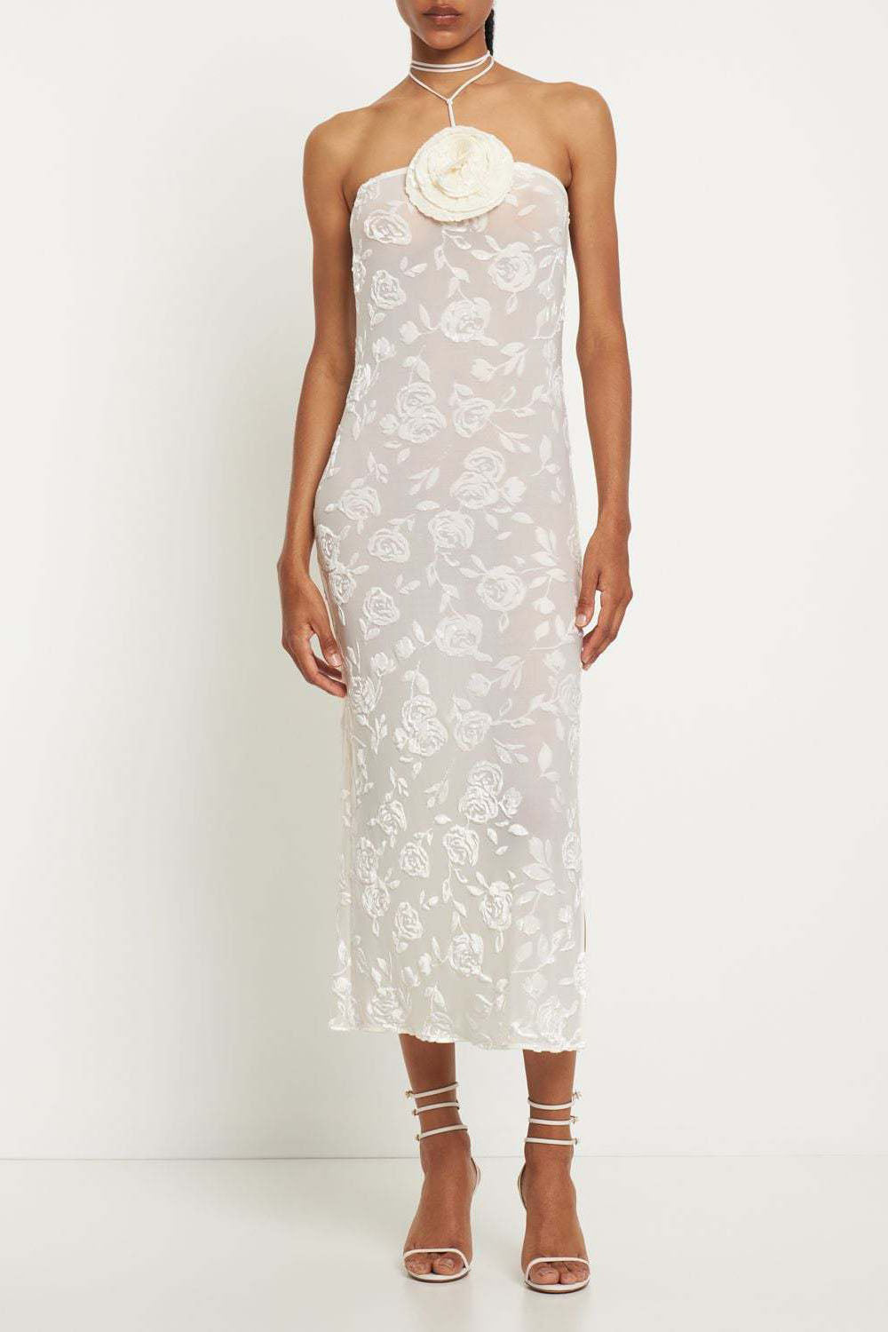 Modern "White Rose Dream" Neck Hanging Dress