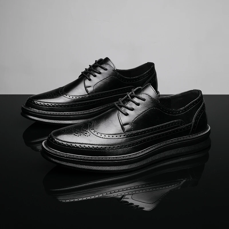 Leather Brogue Shoes with All-Day Comfort