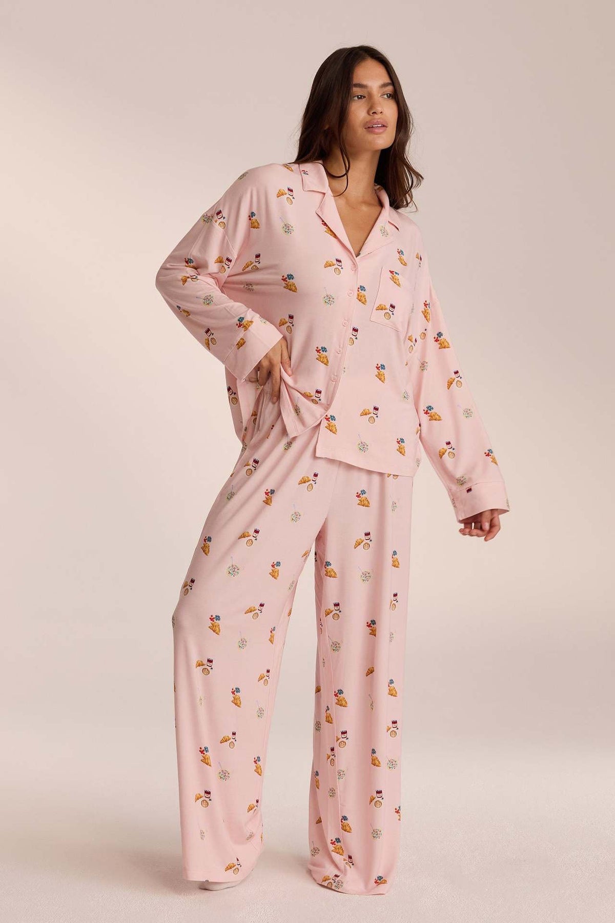 Coordinated Food Print Pajama Set