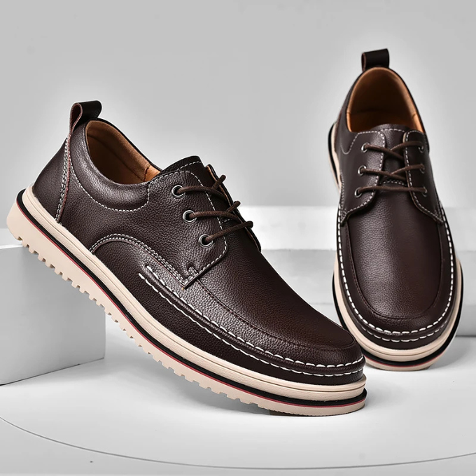 Leather Derby Shoes with Contrast Stitching