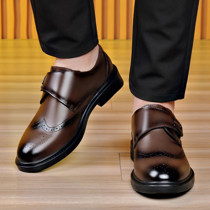 Polished Full-Grain Leather Shoes with Rubber Sole