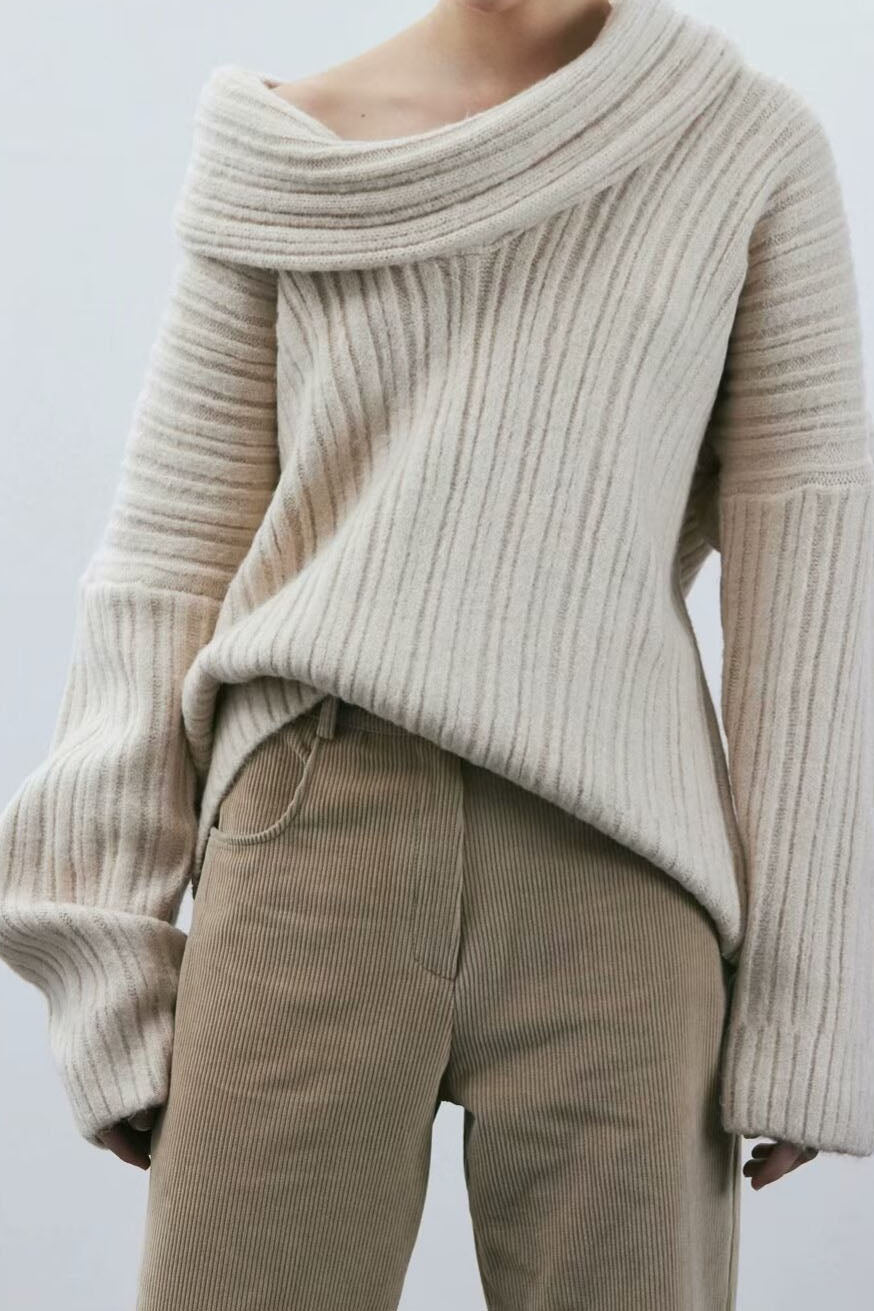 Lazy Style Solid Irregular Knit Top