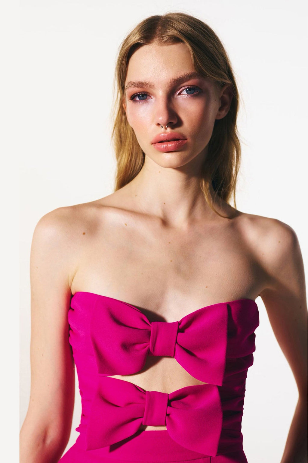 Fuchsia Bow Cut-Out Mini-Length Dress