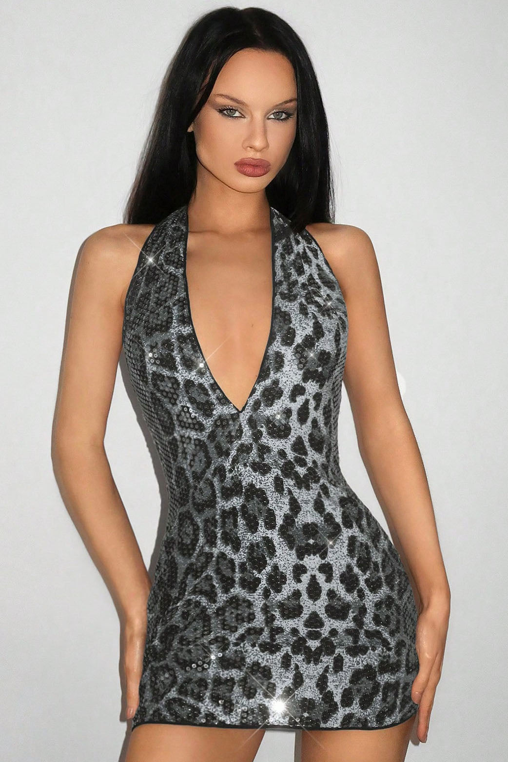 Wild Deep V Open-Back Sleeveless Mini-Length Dress