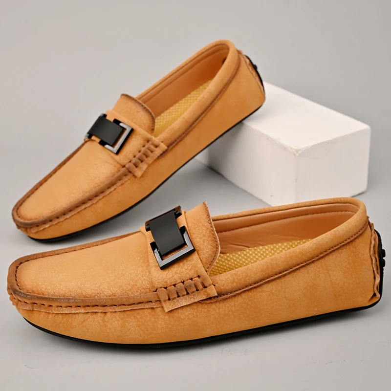 Leather Loafers with Cushioned Insole
