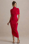 Cape Waist Midi-Length Dress
