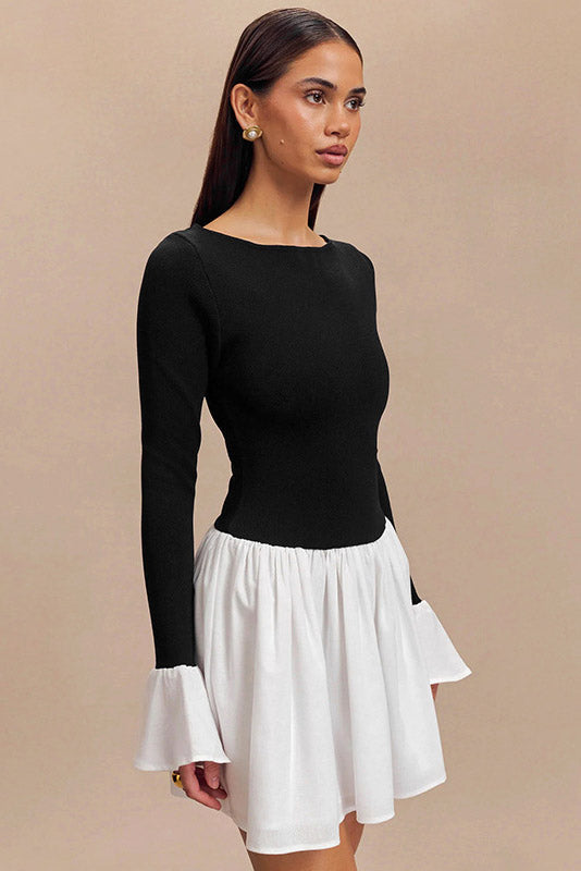 Candice Balloon Sleeves Knit Mini-Length Dress