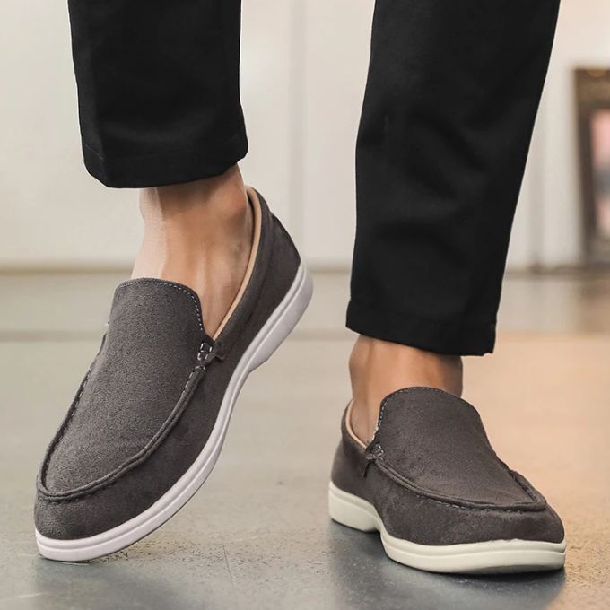 Suede Loafers with Rubber Sole
