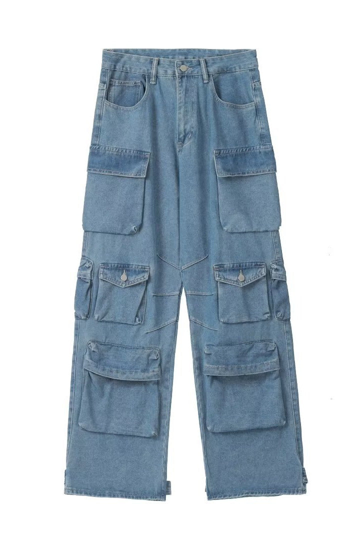 Modern Light Wash Zip Jeans