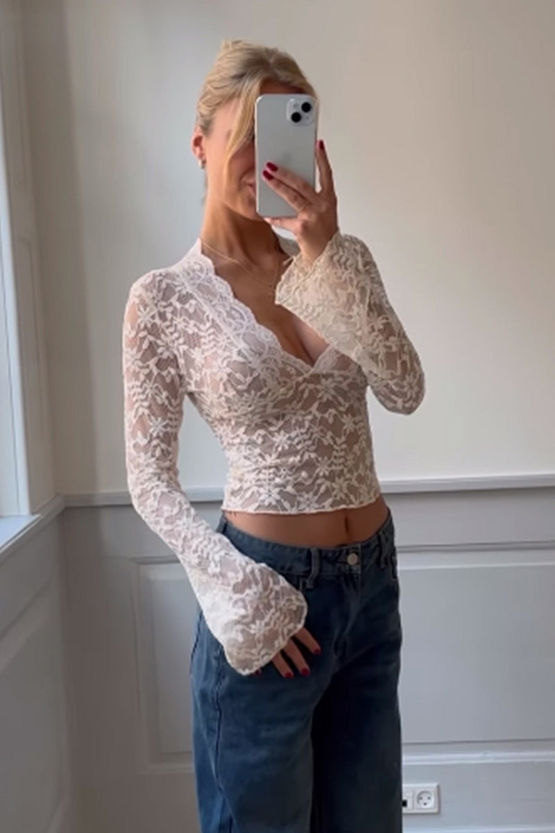 Modern Sultry Pink Lace Wrap Crop Top