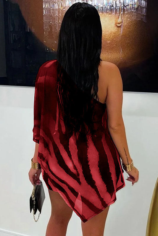 Coordinated Tiger Pattern Sheer Skirt Set