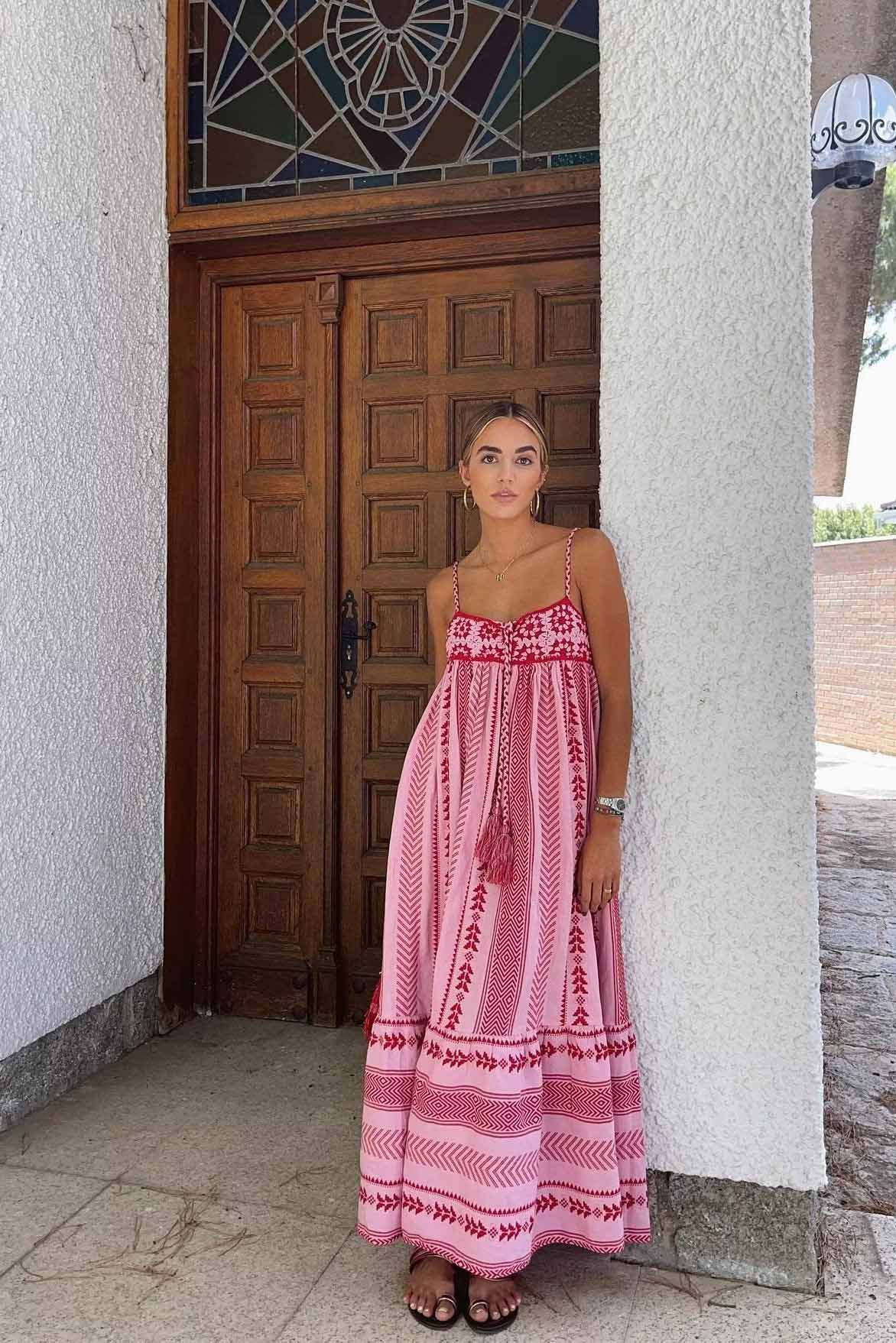 Modern Ethnic Knitted Suspender Long Skirt