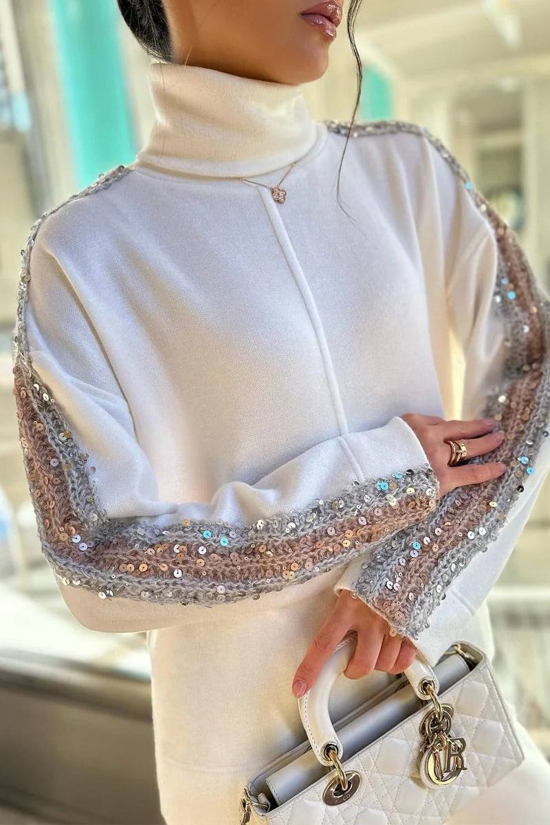 High Neck Sequined Trousers Set